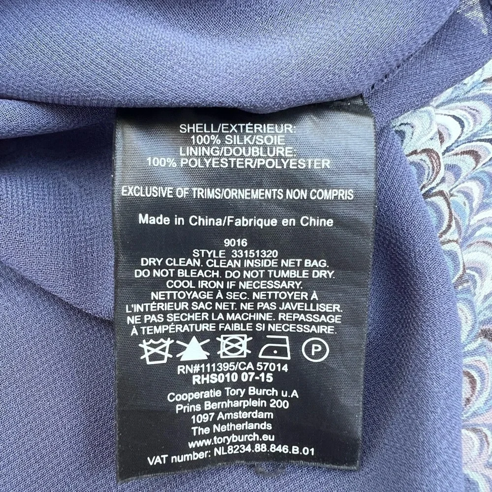 Tory Burch multicolor grey white neutral patterned pleated silk mini skirt Sz 0